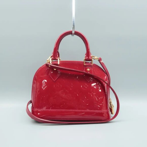 100% Authentic Louis Vuitton Alma BB Red Monogram Patent Leather Satchel - Picture 2 of 12